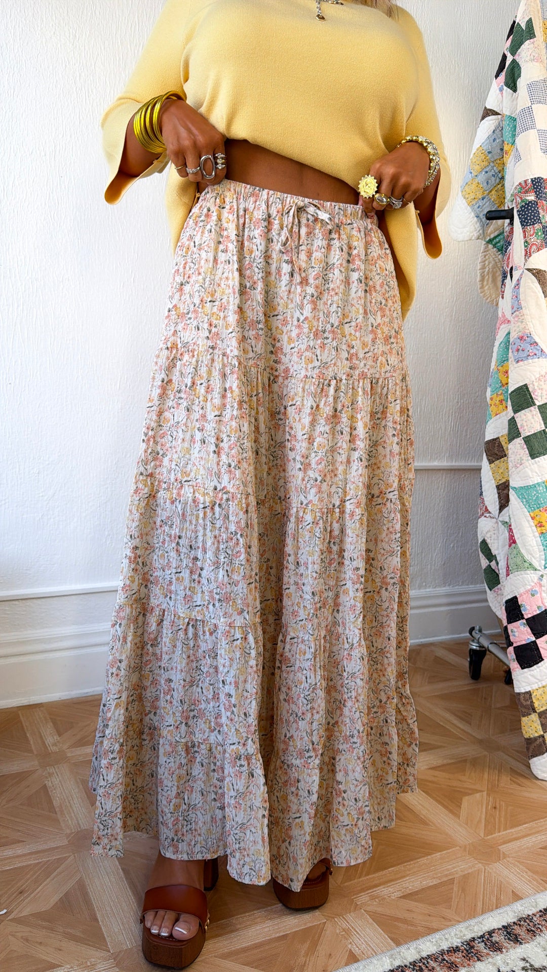 Sweet Pea Floral Skirt, Ivory Combo