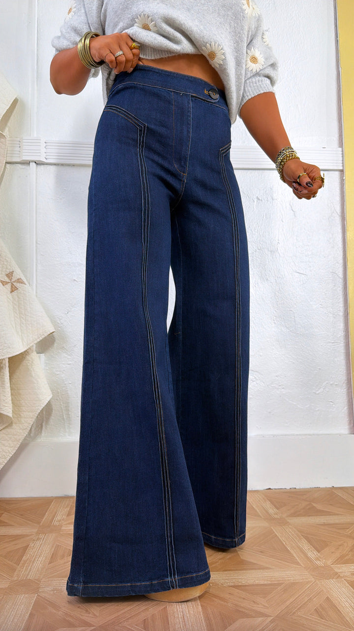 Dallas Wide Leg Denim, Dark Denim
