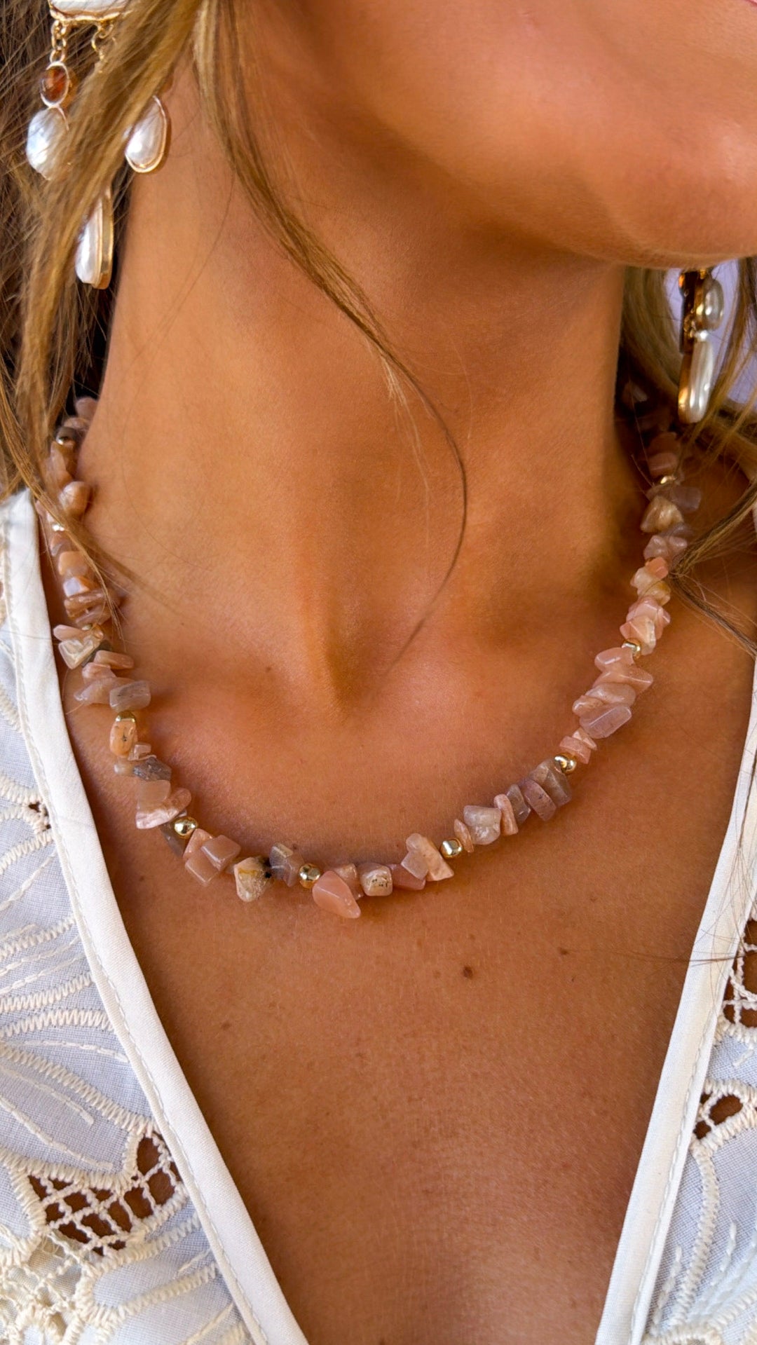 Pebble Road Necklace, Coral Multi