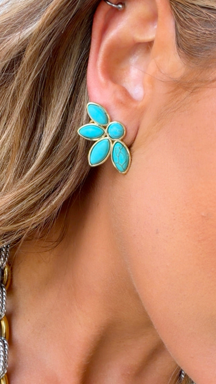 Half Turquoise Flower Gold