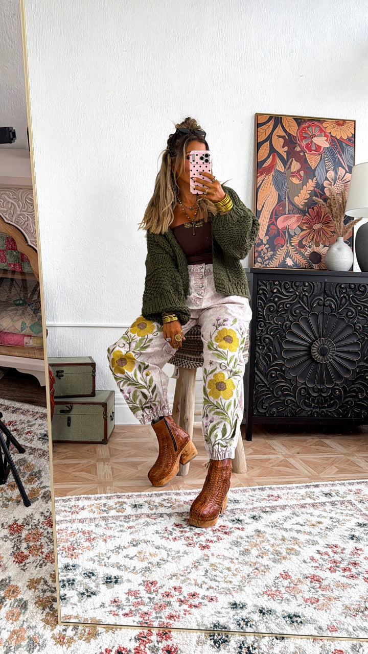 Marbled Sunflower Joggers, Mauve Marble