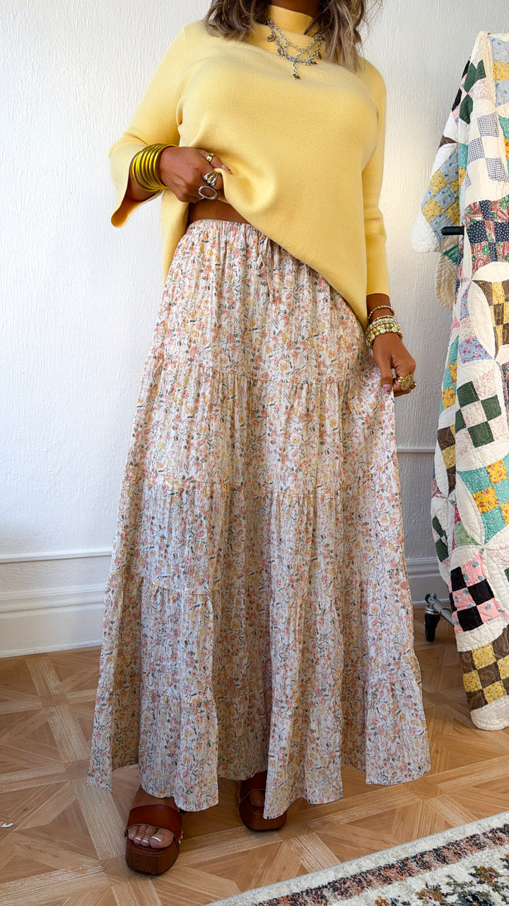 Sweet Pea Floral Skirt, Ivory Combo