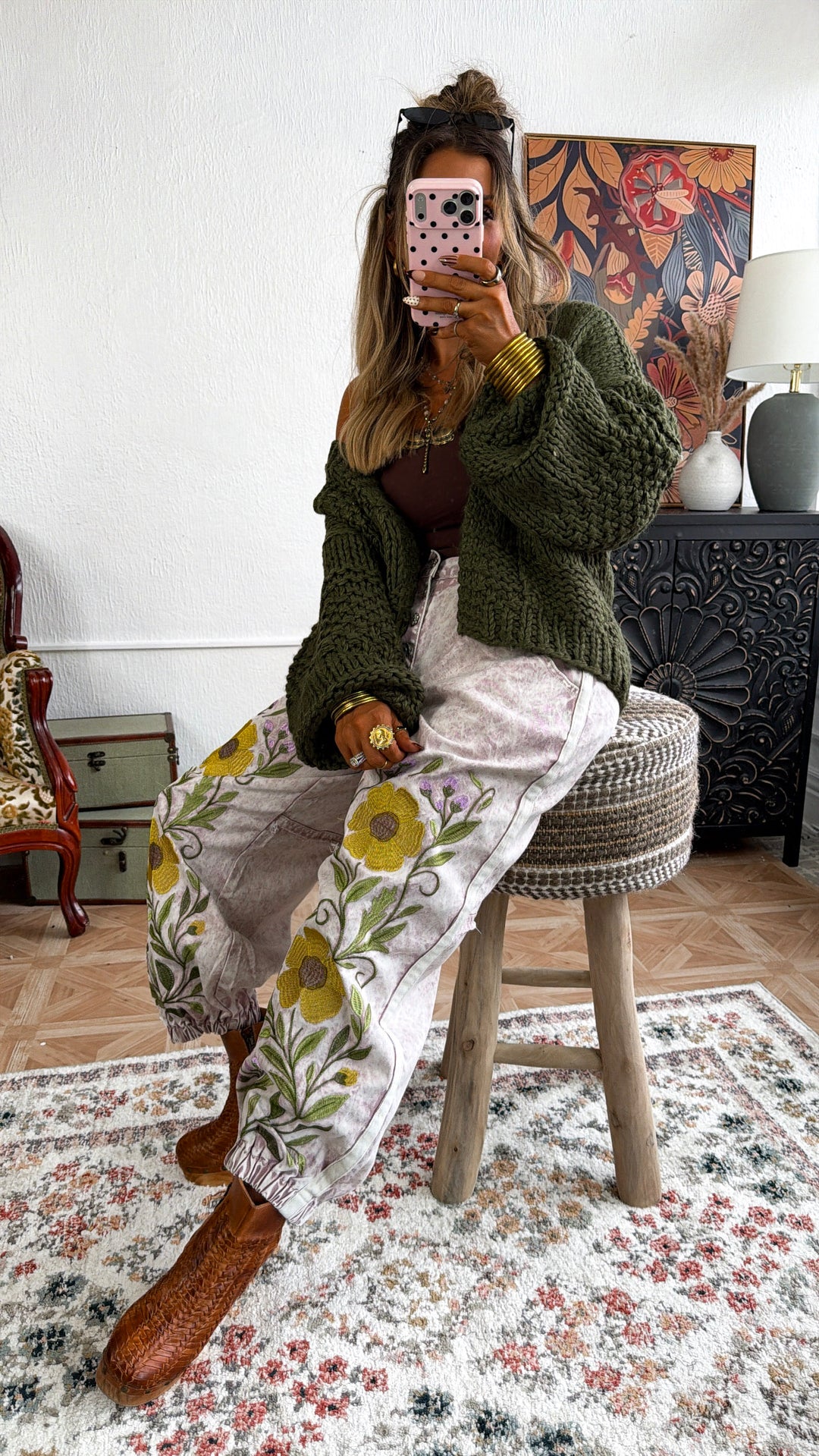 Marbled Sunflower Joggers, Mauve Marble