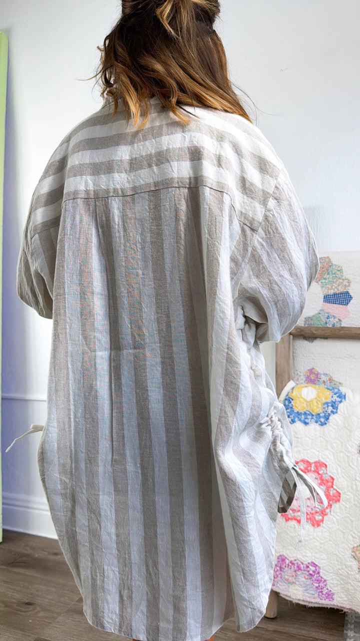 Relaxed Oversized Button Up, Natural Multi