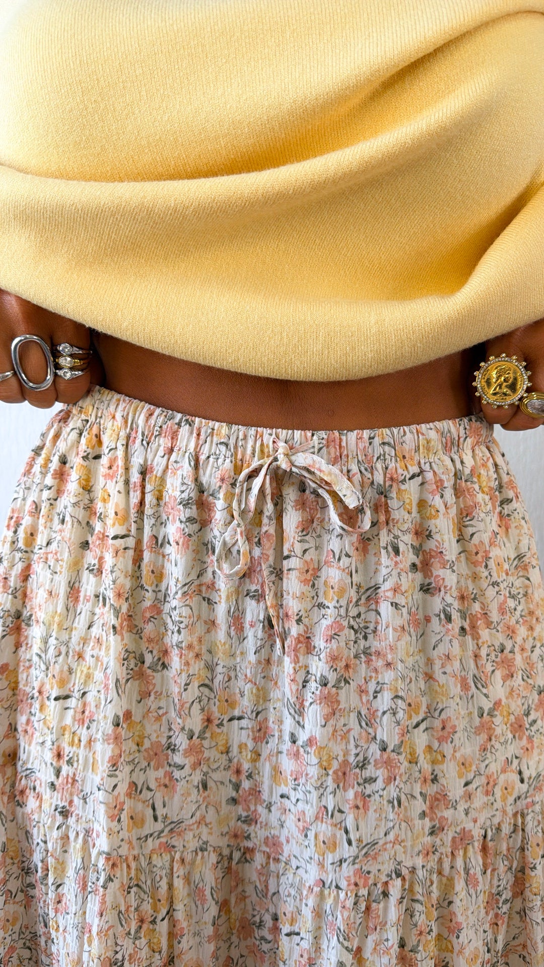 Sweet Pea Floral Skirt, Ivory Combo