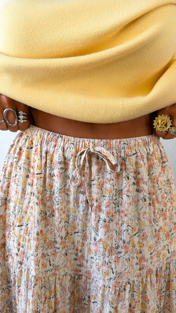 Sweet Pea Floral Skirt, Ivory Combo