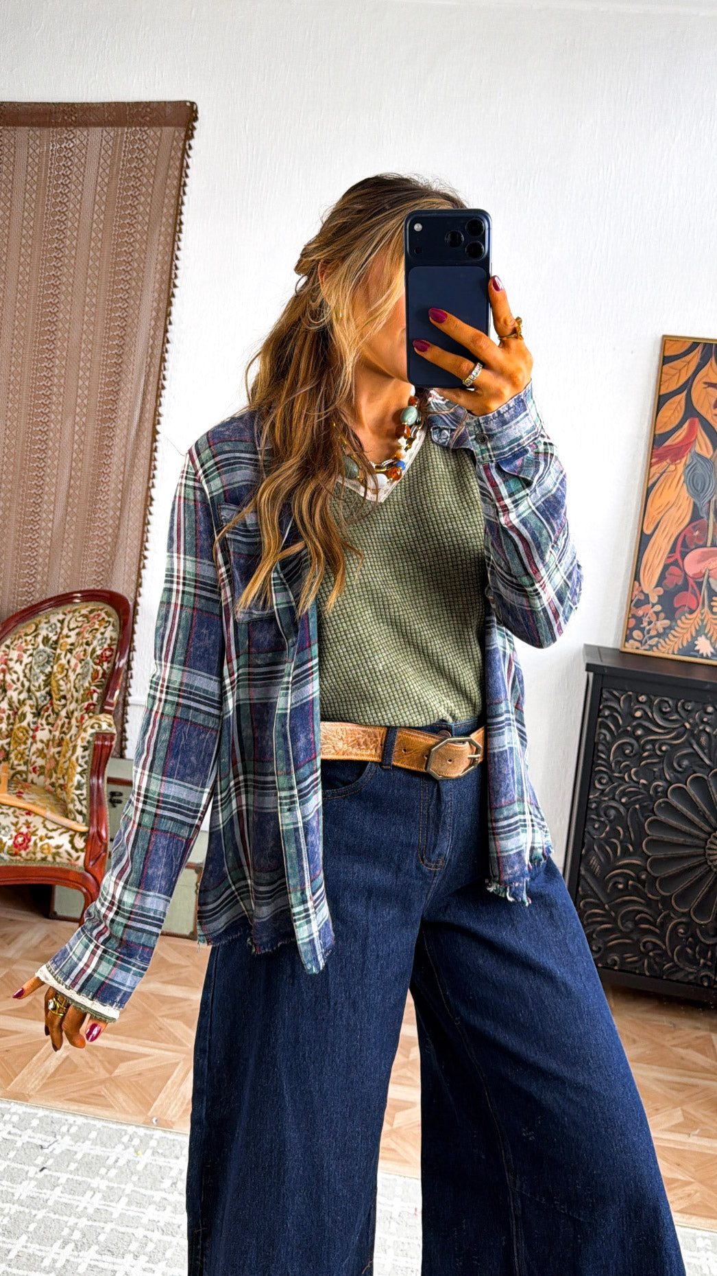 At The Campgrounds Relaxed Flannel, Washed Midnight Blue