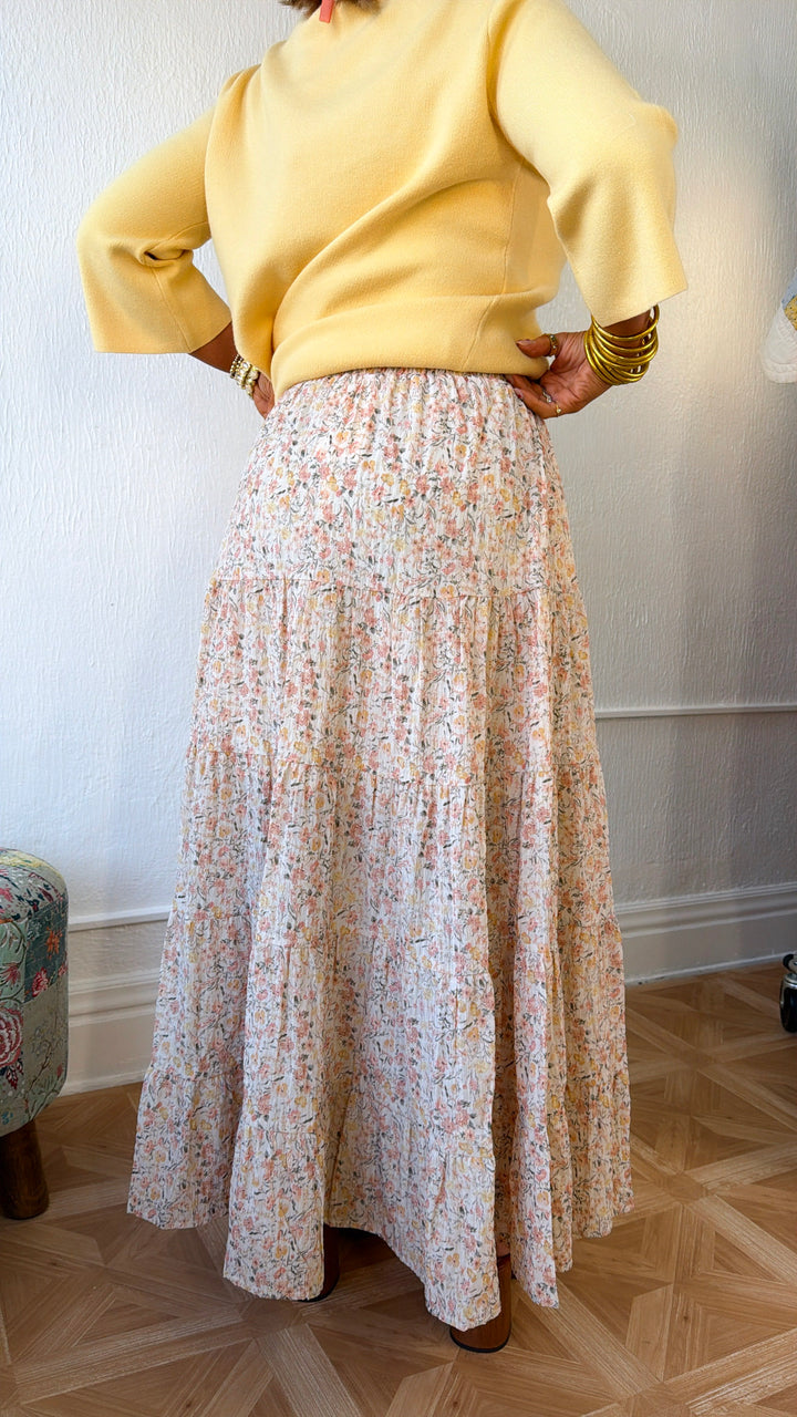 Sweet Pea Floral Skirt, Ivory Combo