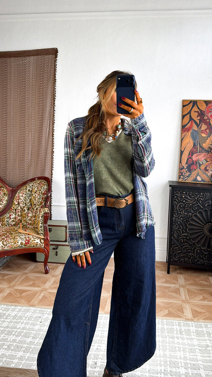 At The Campgrounds Relaxed Flannel, Washed Midnight Blue