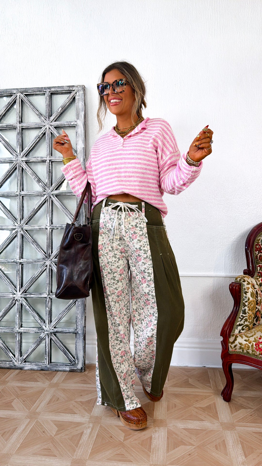 Quarter Button Down Sweater, Bubblegum