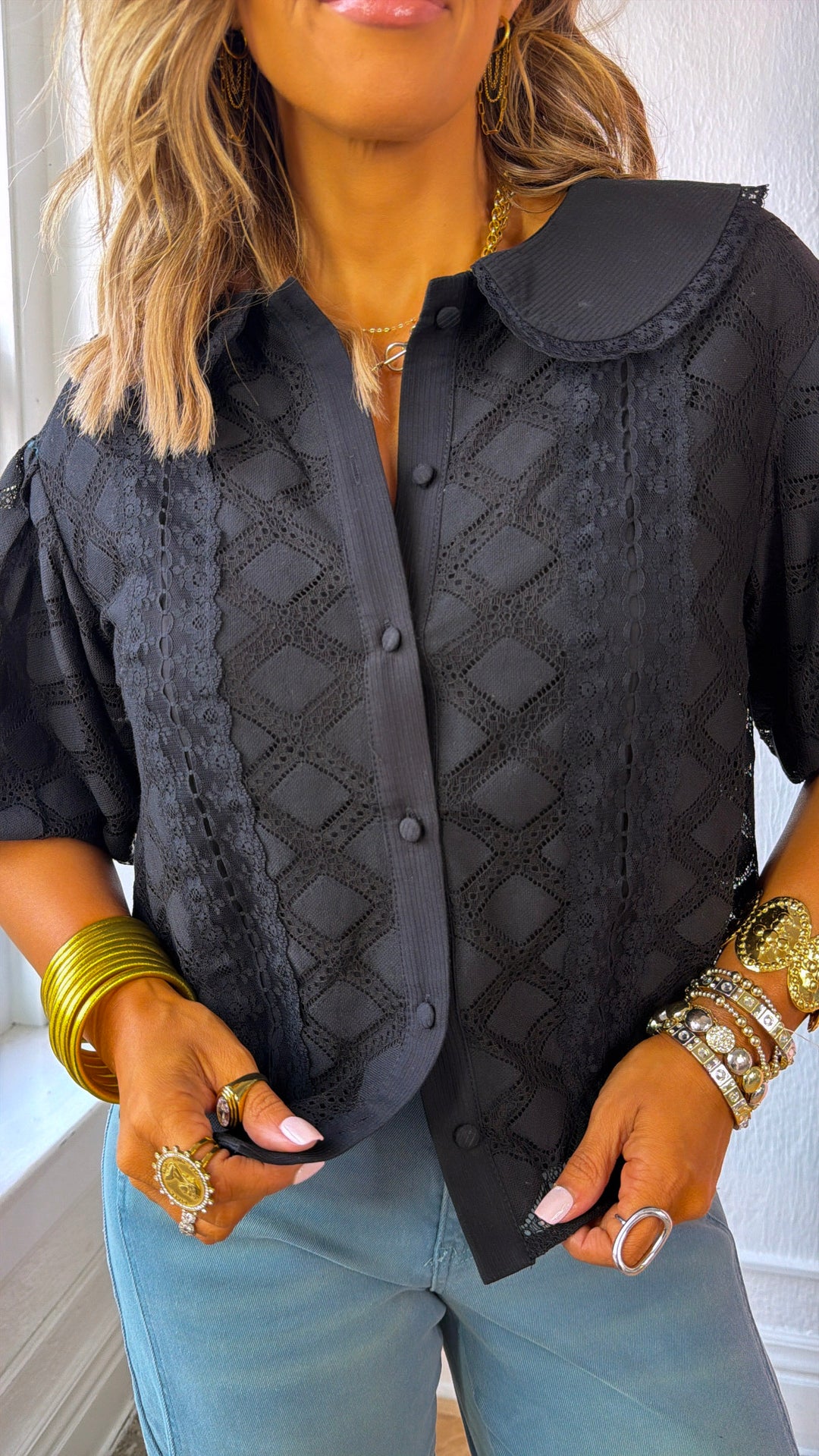 Elegant Midnight Blouse, Black