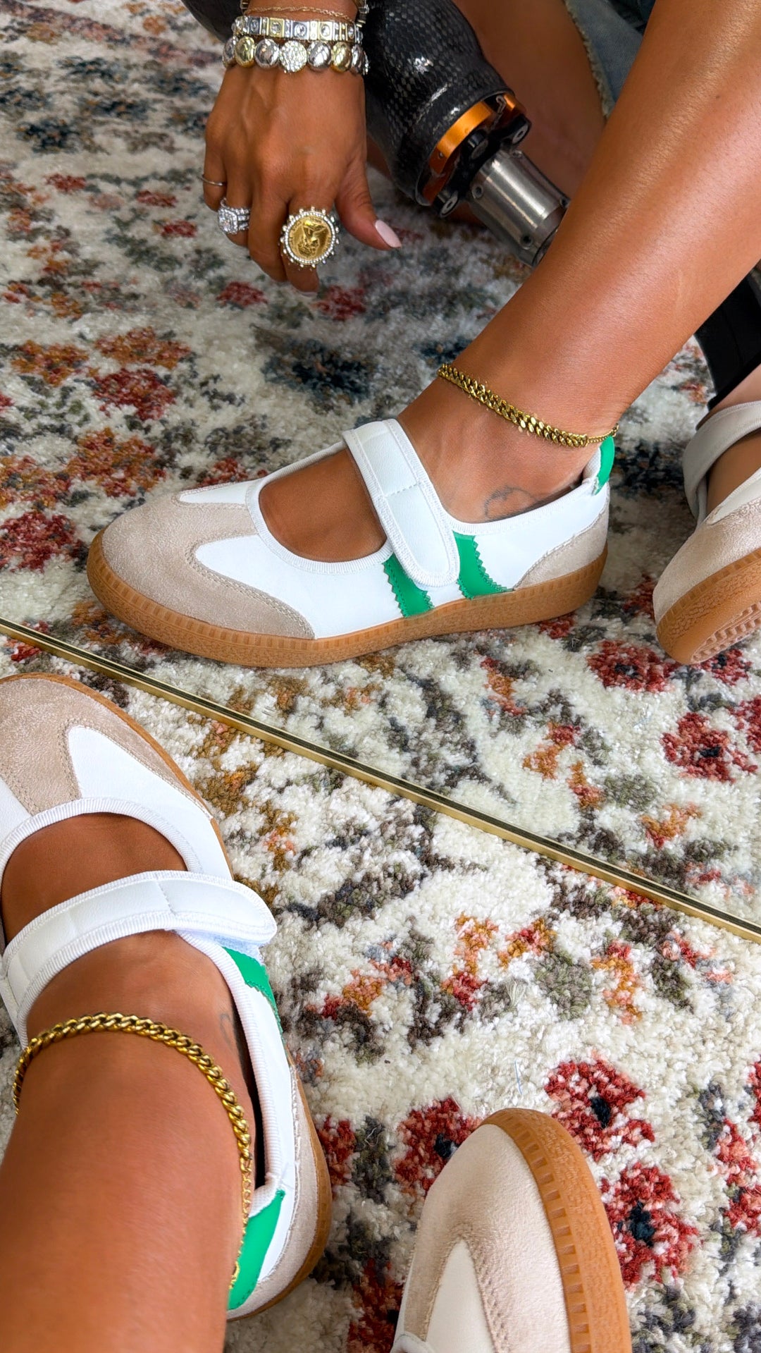 My Mary Jane Sneaker, White/Green