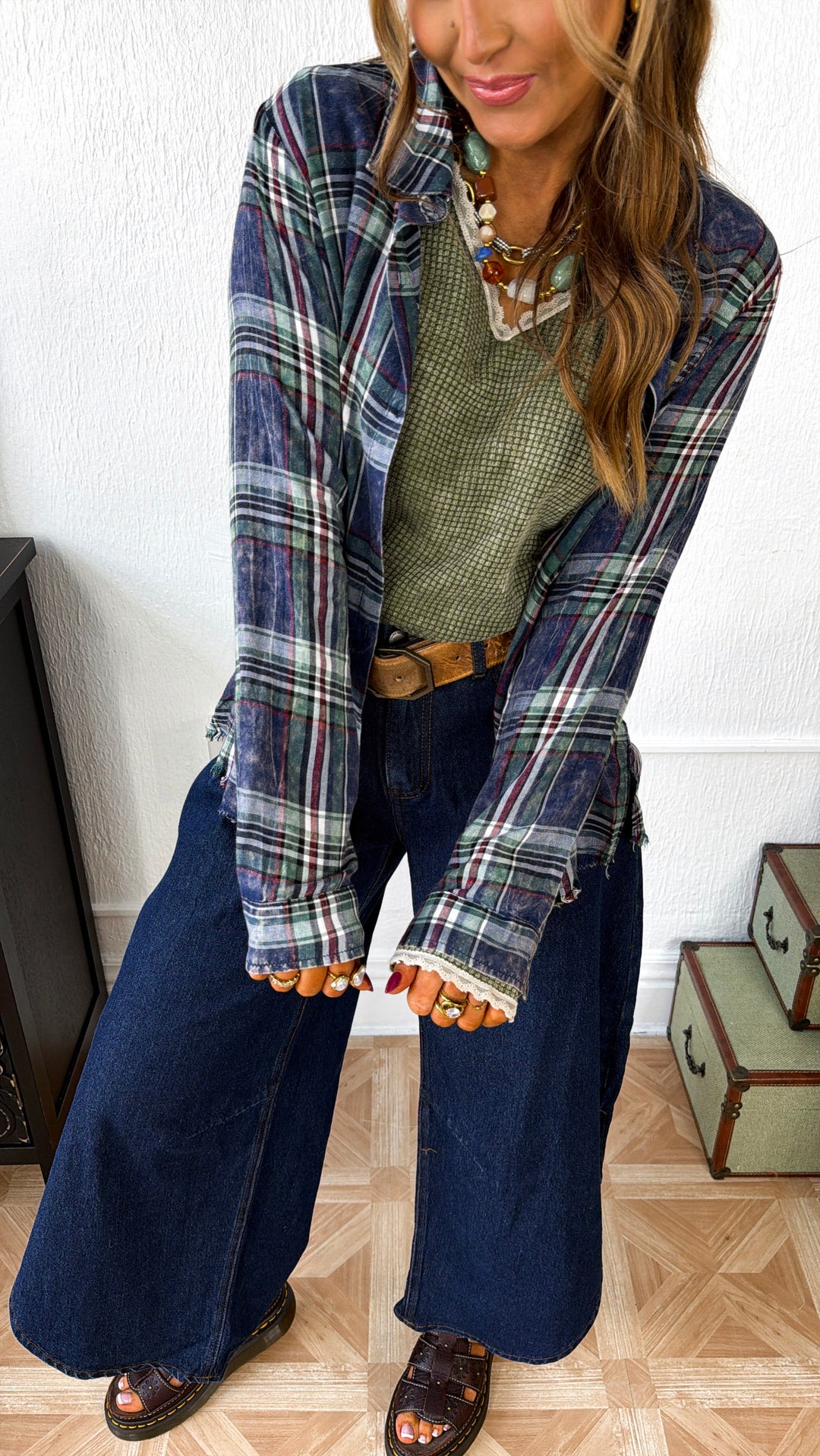 At The Campgrounds Relaxed Flannel, Washed Midnight Blue