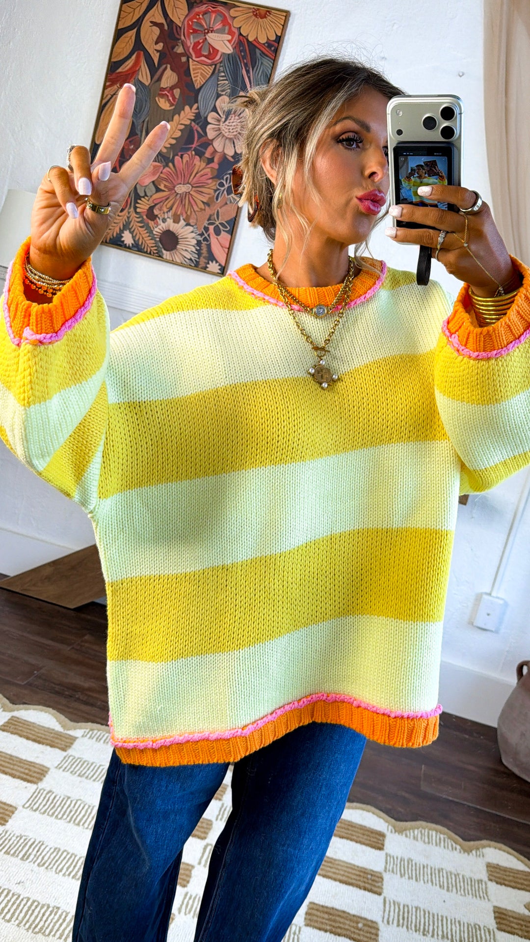 Old School Stripe Sweater, Lemon/Yellow
