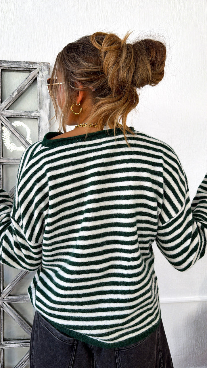 Quarter Button Down Sweater, Forest Green