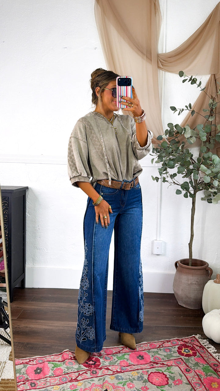 Charlie Hooded Trimmed Top, Mocha