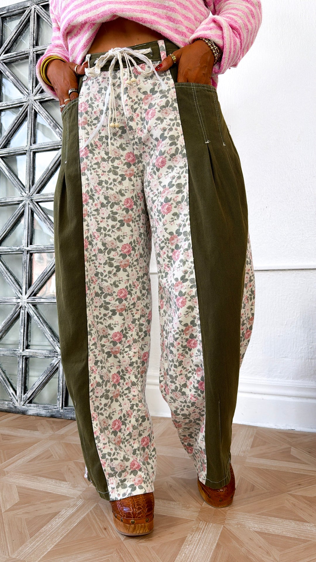 Unique Detailed Pants, Olive