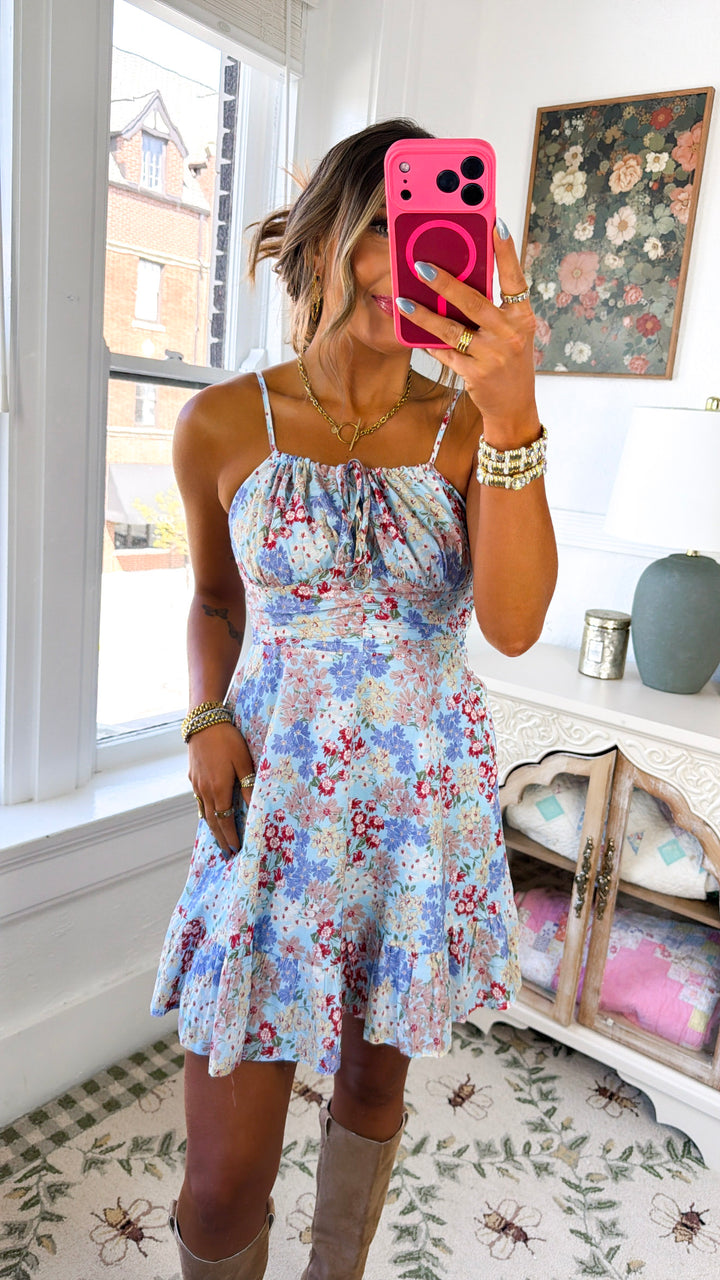 Orange & Lemon Spritz Dress, Blue Multi