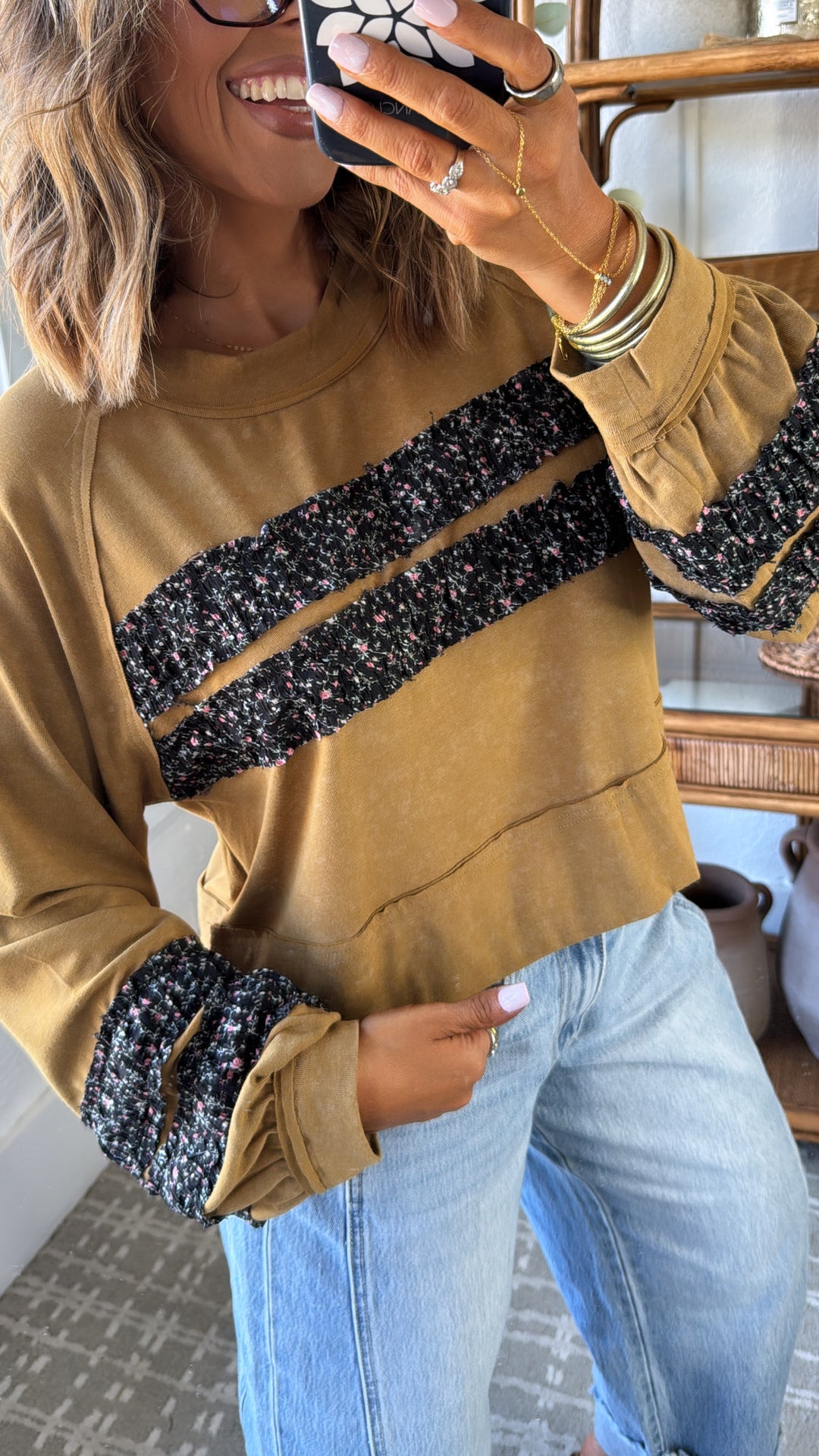 Lumora Long Sleeve Top, Rusted Ochre