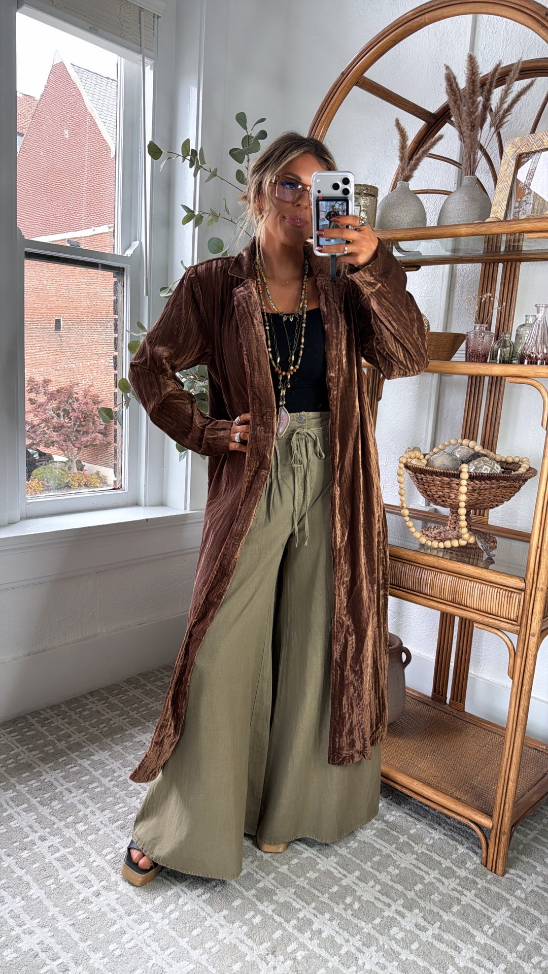 Vera Velvet Maxi Duster, Mocha