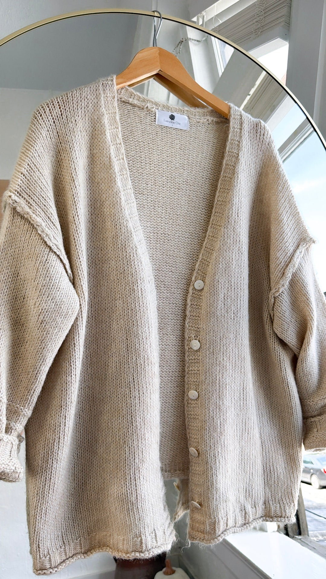 Oversized Knit Cardigan, Oatmeal