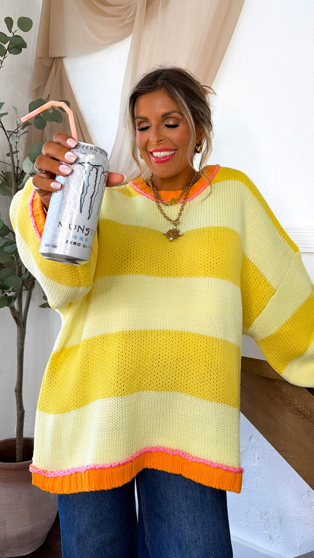 Old School Stripe Sweater, Lemon/Yellow