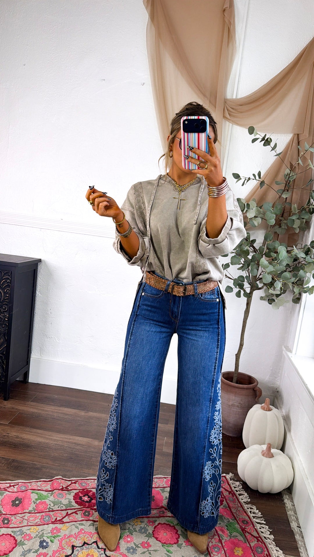 Charlie Hooded Trimmed Top, Mocha