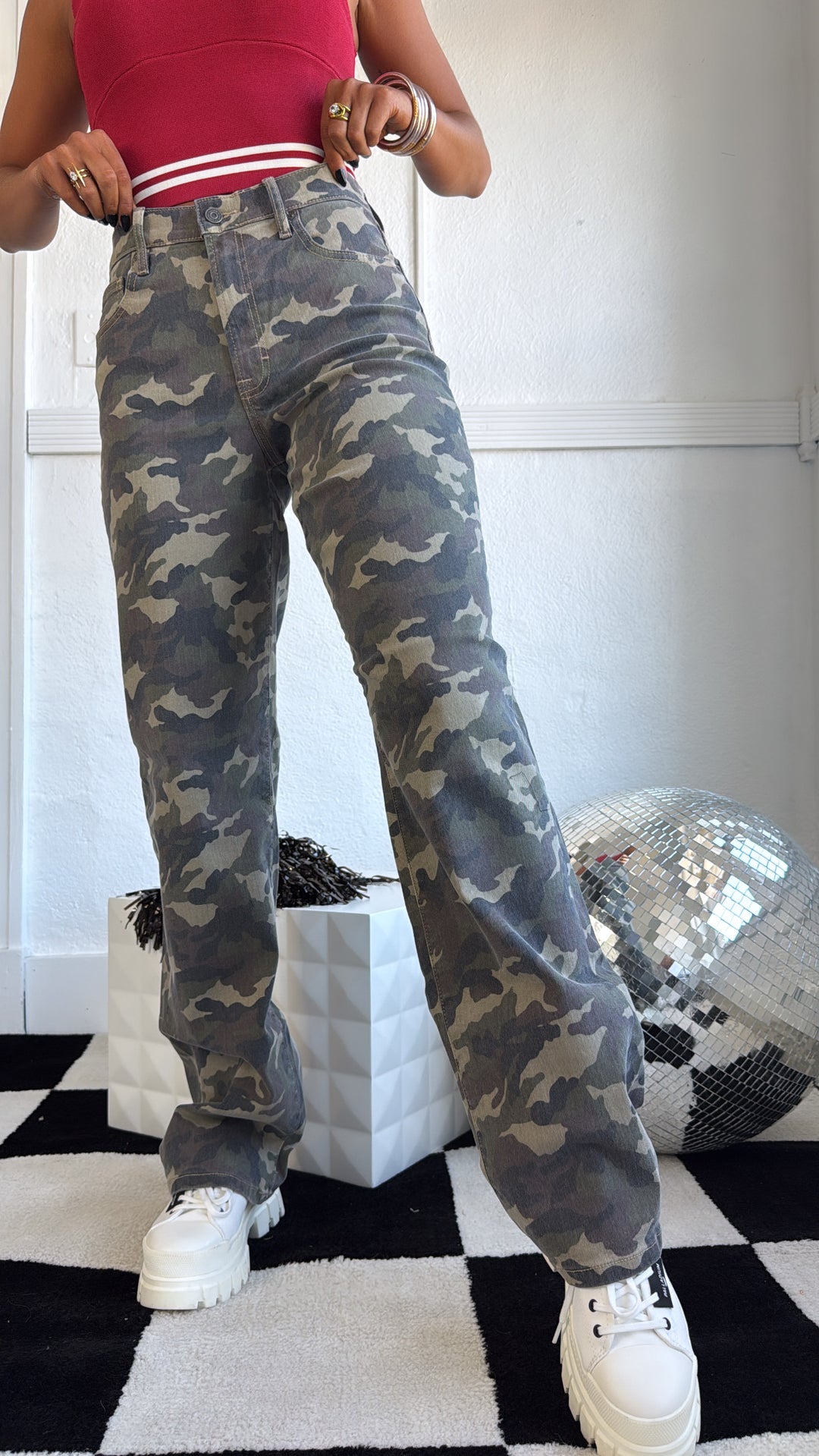 HIDDEN: Rebel Terrain Wide Leg Camo Jeans