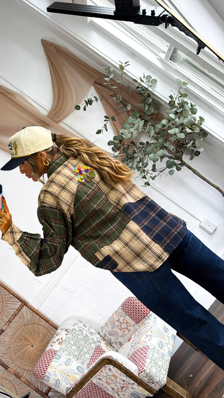 Touch Of Floral Detailed Flannel, Green Multi