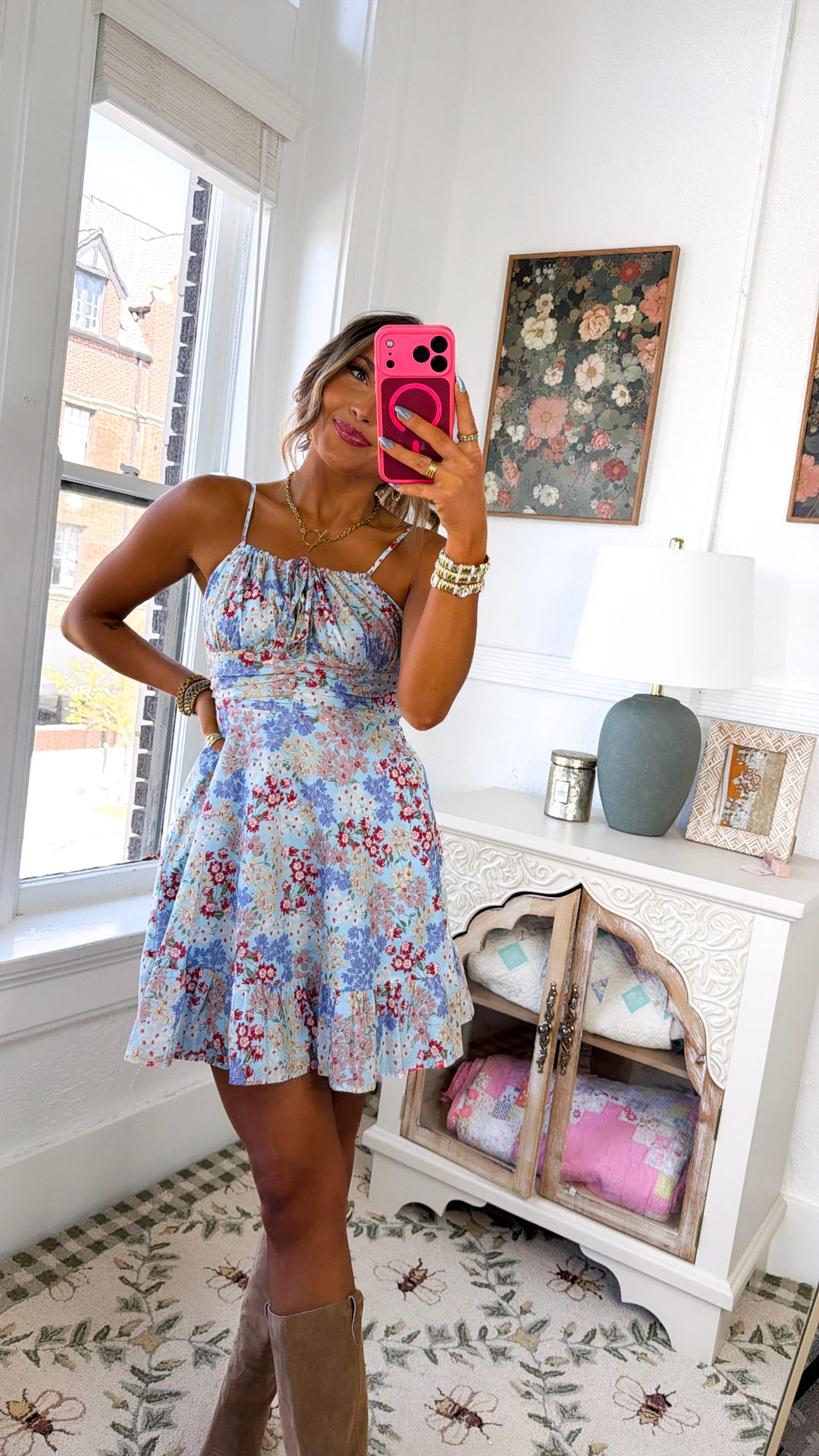 Orange & Lemon Spritz Dress, Blue Multi