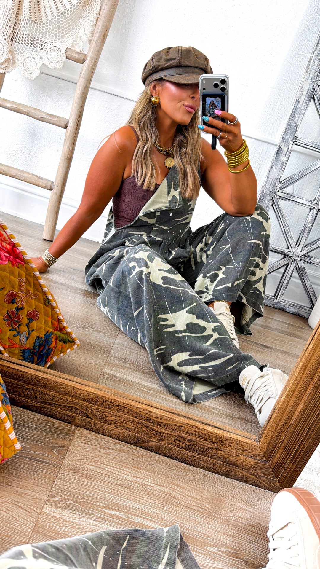 Painted Rebel Camo Wide Leg Overalls