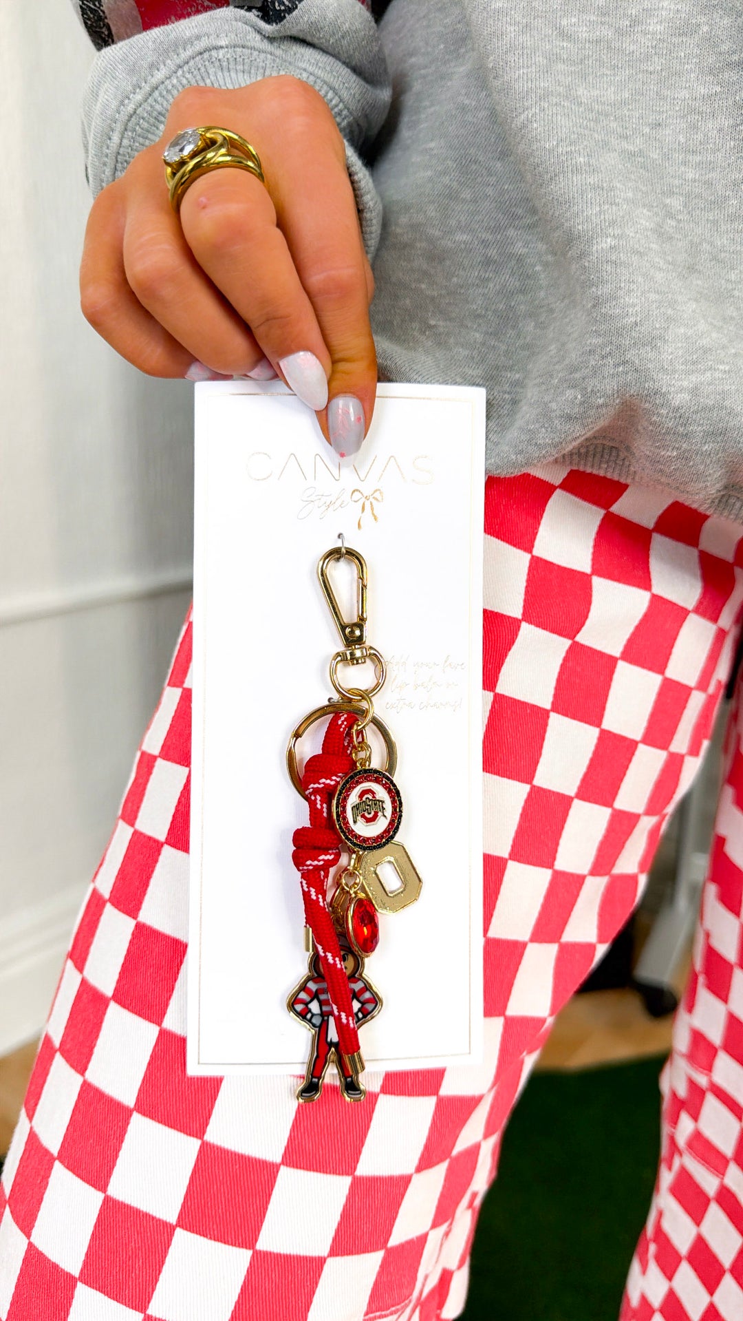 Ohio State Football Cluster Bag Charm in Red