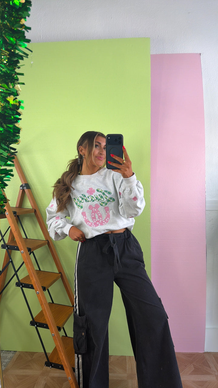 Clover Club Crewneck, H.Grey