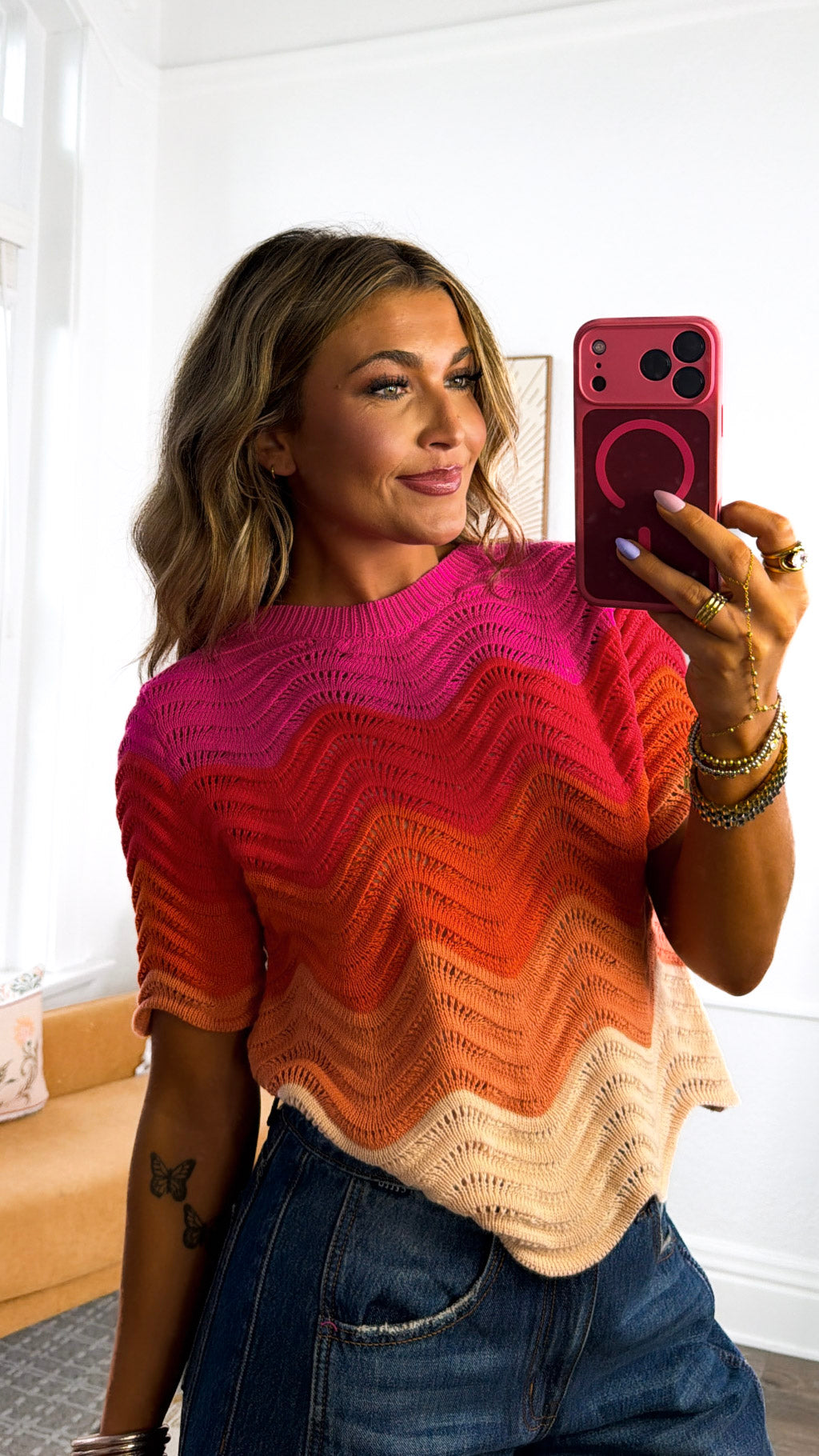 Sunset Boulevard Top, Fuchsia Multi – Everyday Chic Boutique