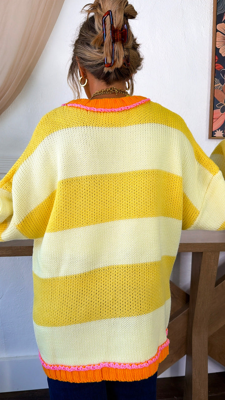 Old School Stripe Sweater, Lemon/Yellow