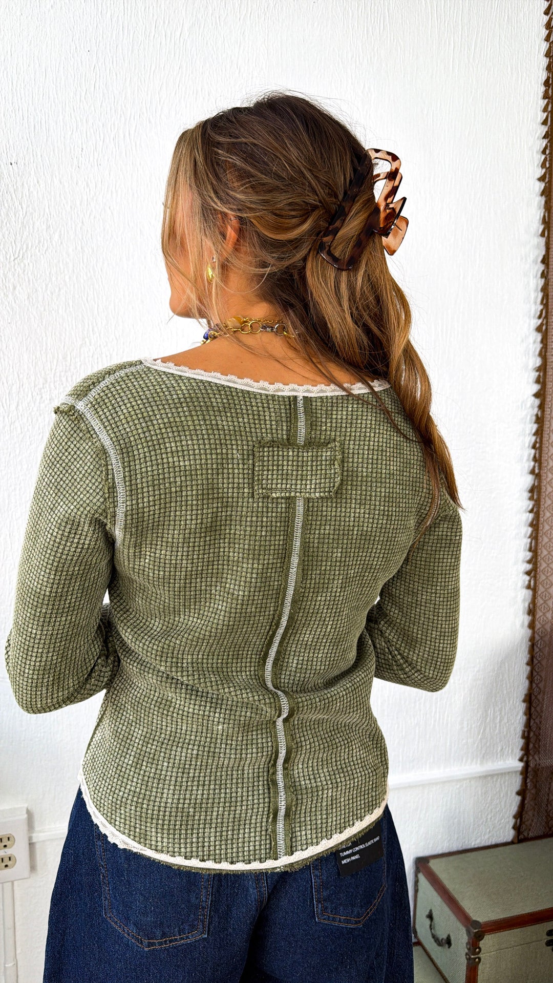 Adore You Waffle Knit Top, Olive