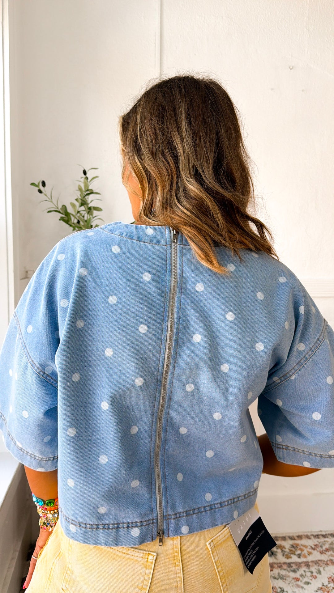 Polka Dot Girl Crop Top, Denim