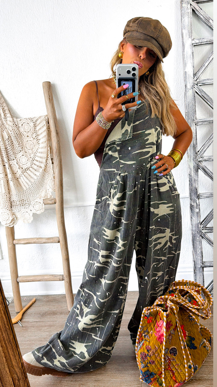 Painted Rebel Camo Wide Leg Overalls