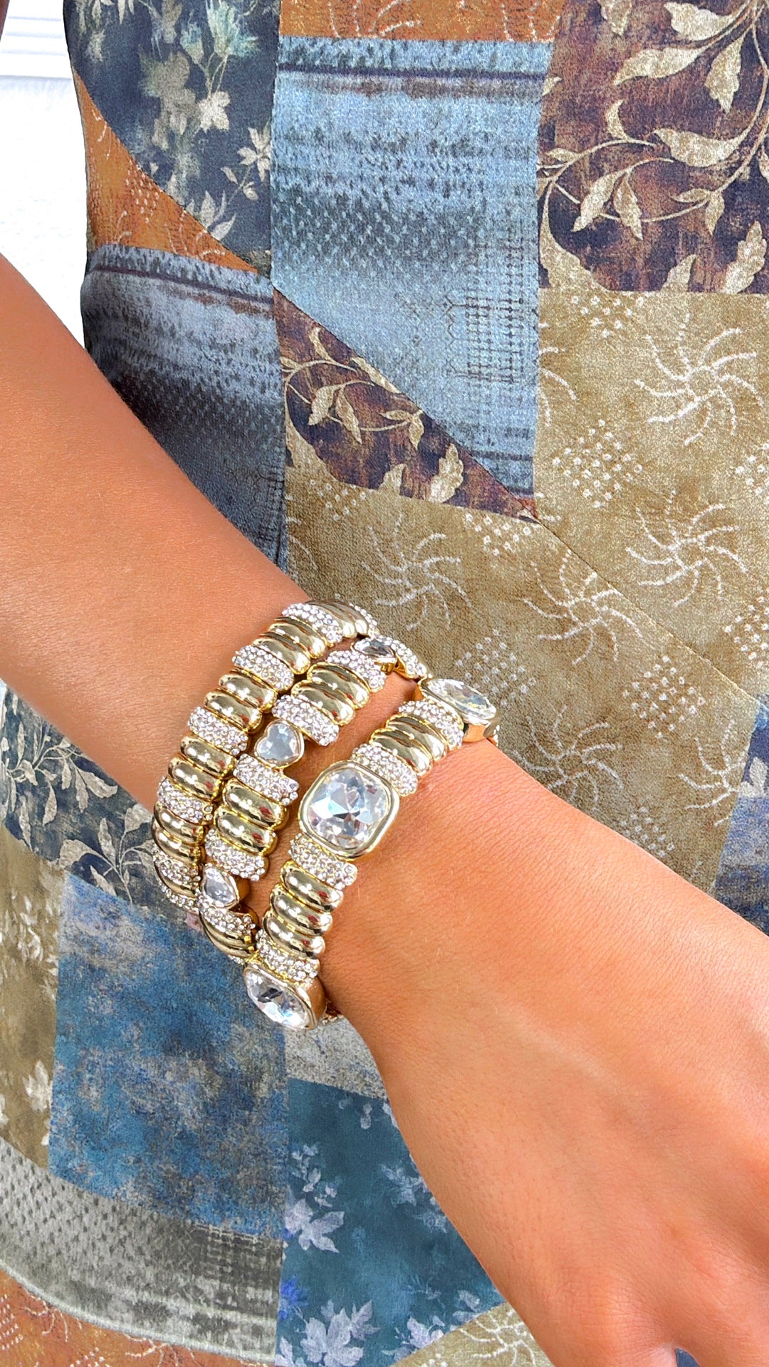 Golden Heart Crystal Bracelet Stack