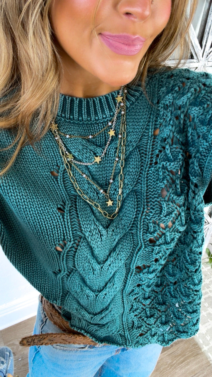 Wild Heart Sweater Tank, Teal Green
