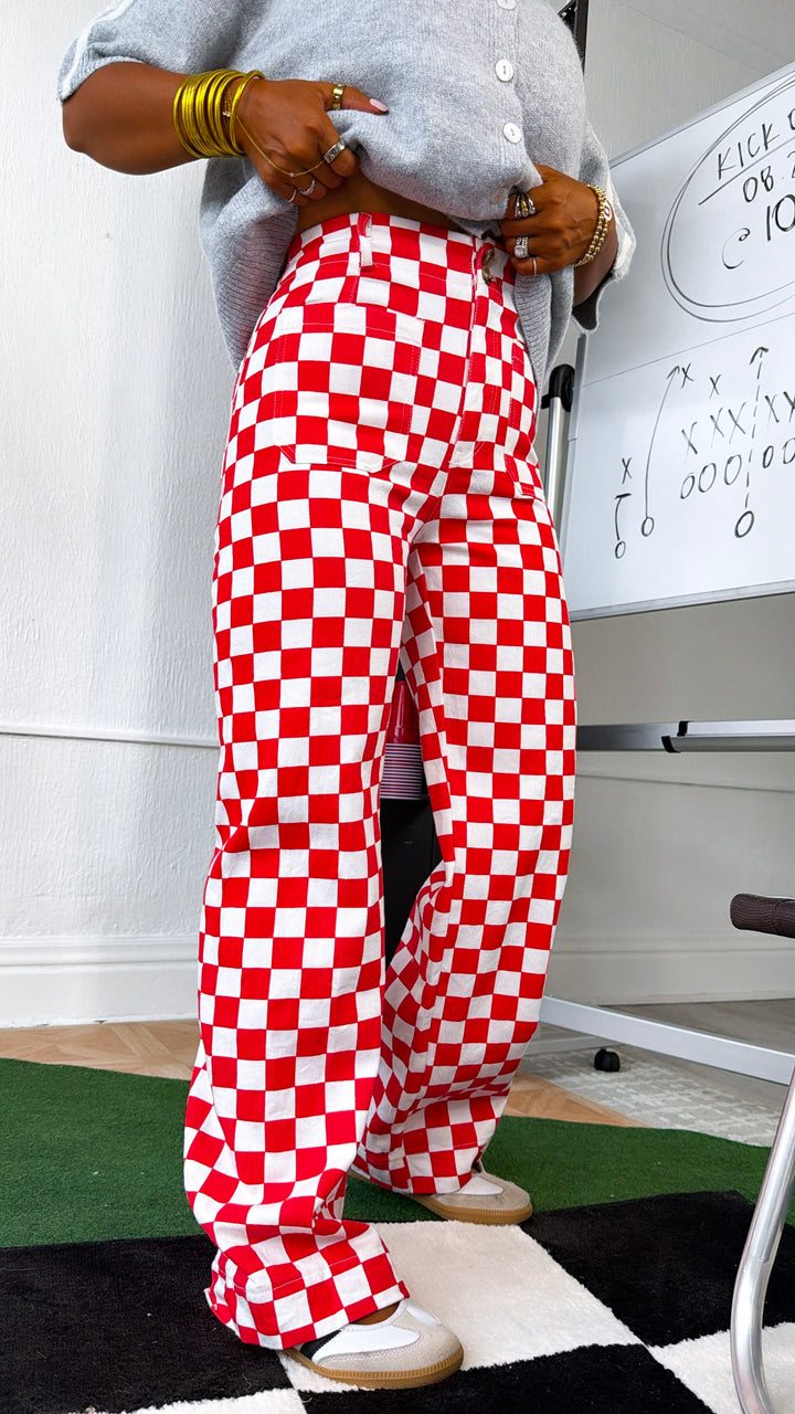 Finish Line Checkered Pant, Red