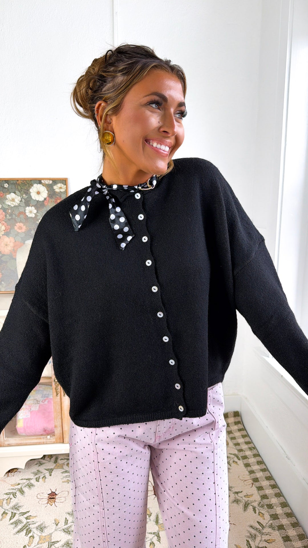 Penelope Knit Cardigan, Black