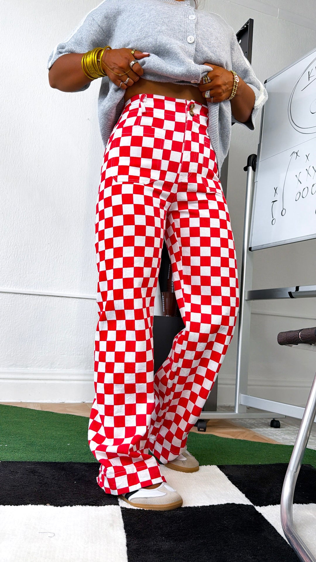Finish Line Checkered Pant, Red