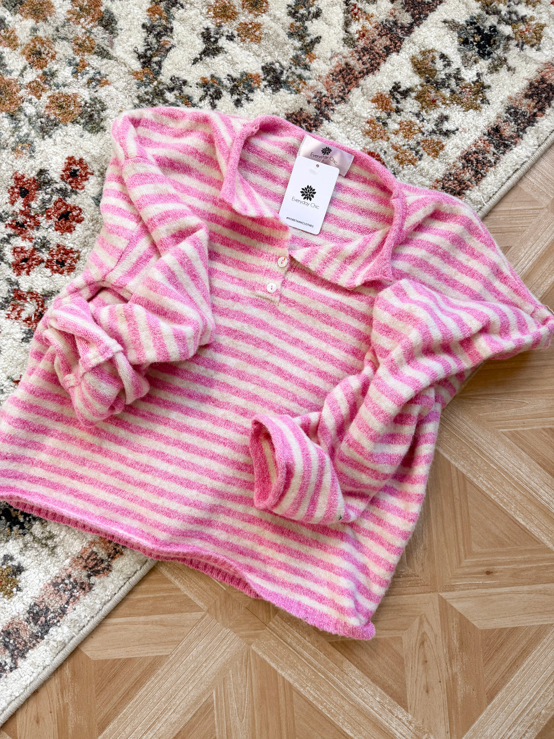 Quarter Button Down Sweater, Bubblegum