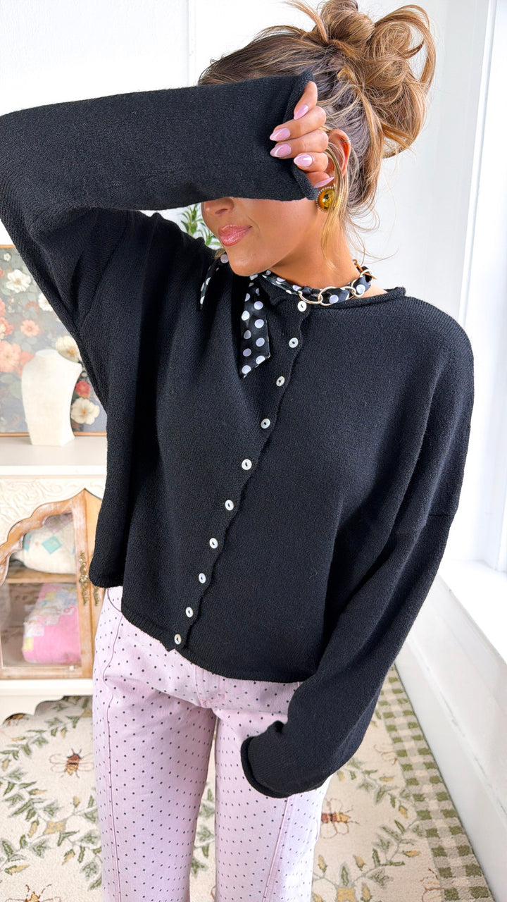 Penelope Knit Cardigan, Black