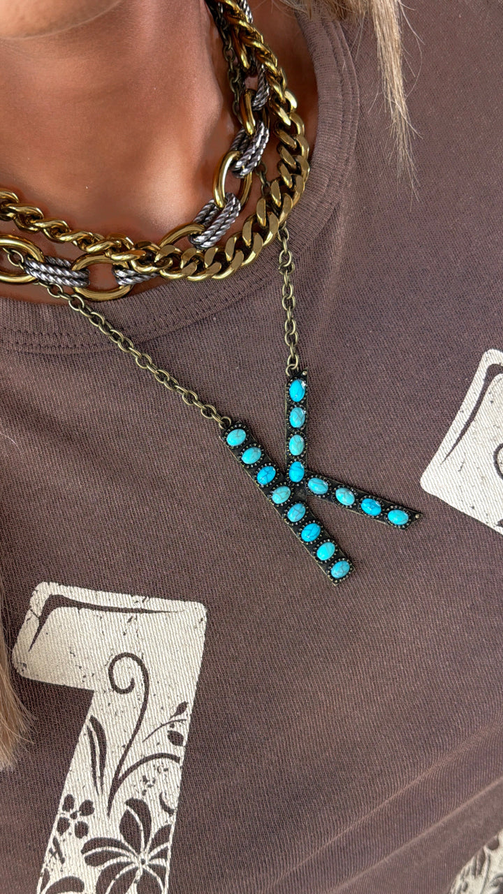 Blaze Initial Necklace, Bronze