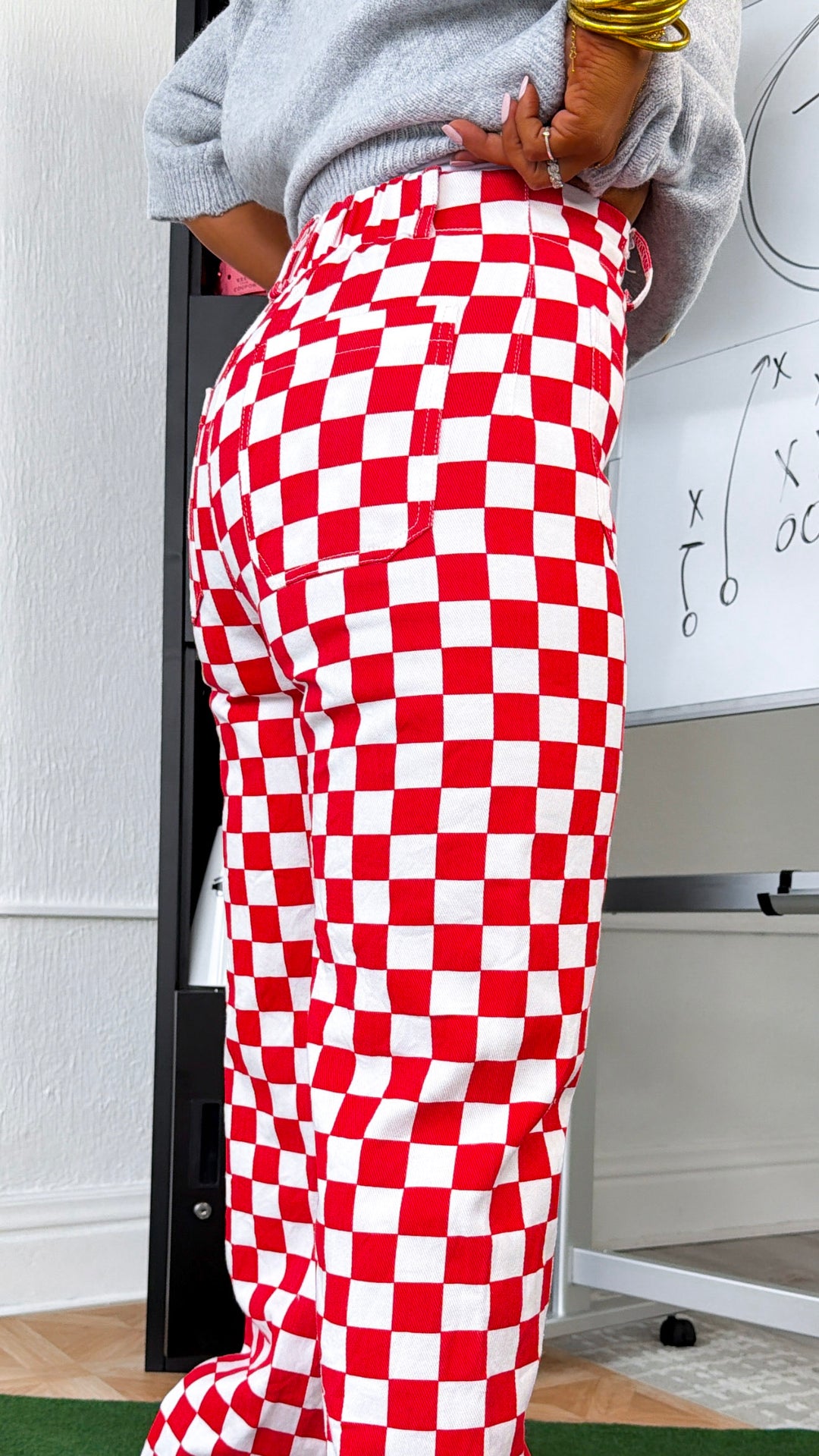 Finish Line Checkered Pant, Red