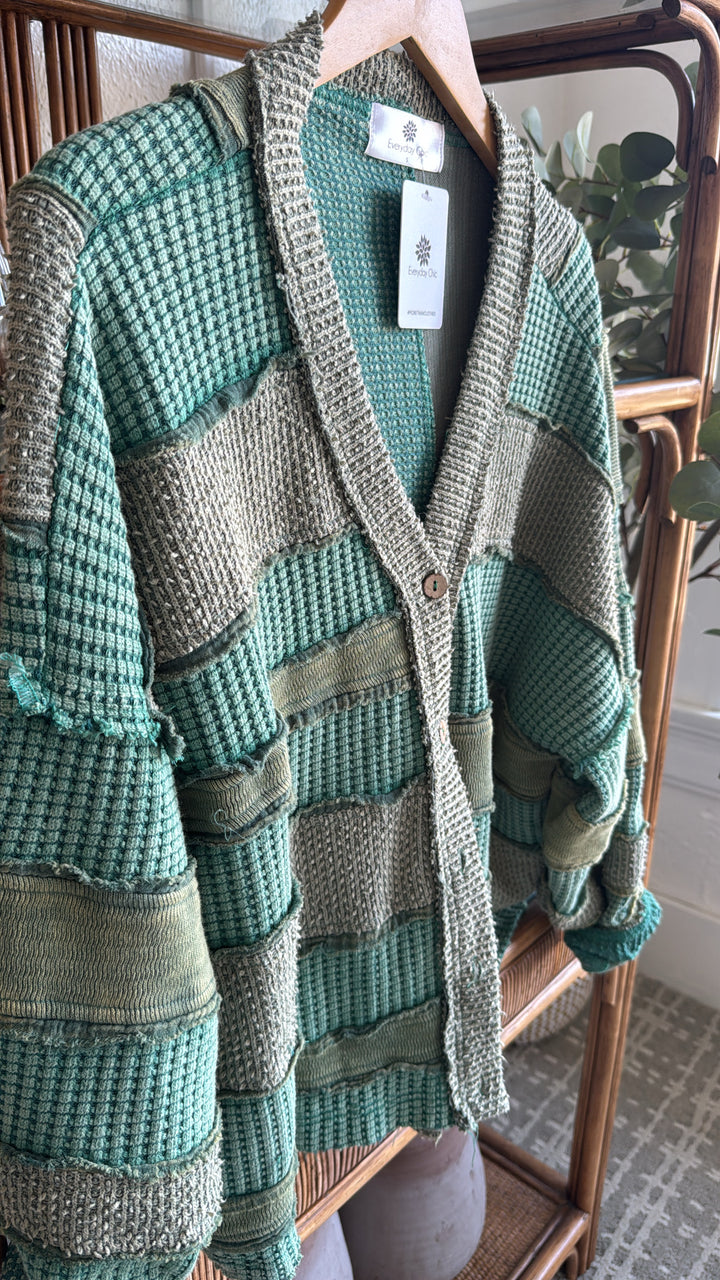 Lilou Vintage Cardigan, Green Combo