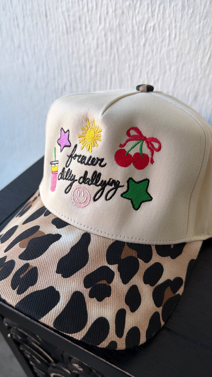 Forever Dilly Dalling Leopard Trucker Hat