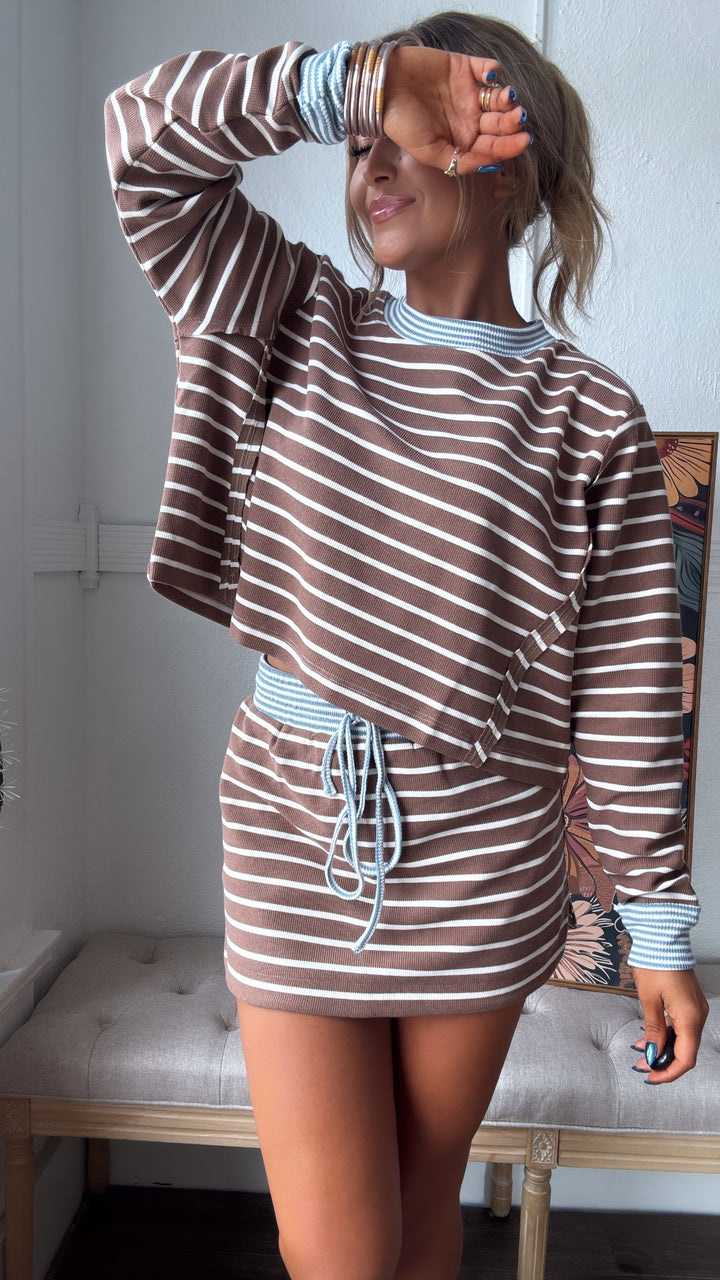 The Stripe Edit Two Piece Set, Mocha